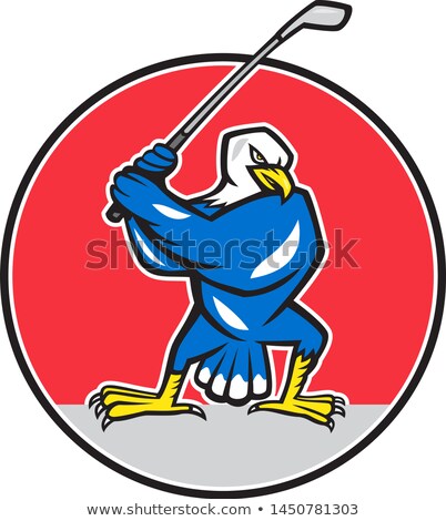 Stok fotoğraf: Blue Eagle Teeing Off Circle Cartoon