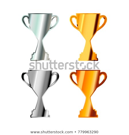 Stock fotó: Shiny Glossy Badges Of Winners Cups Made From Platinum Gold Silver And Cooper Award Icons Isolat