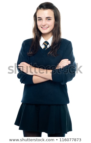 Foto stock: Students In Uniform Posing With Arms Crossed