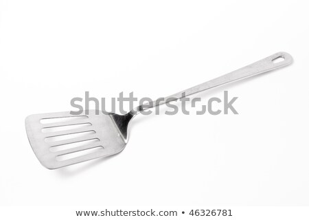 Сток-фото: Large Stainless Steel Kitchen Spatula Isolated Against White