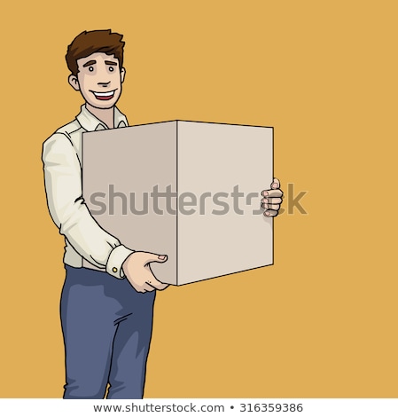 Stock foto: Man Holding Cardboard Box With Made In China