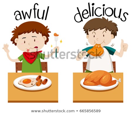 Stockfoto: Opposite Words For Awful And Delicious