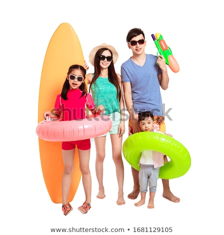 Foto stock: Happy Family Mother Father And Son Isolated Circle