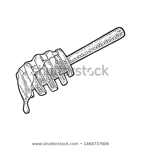 Stockfoto: Color Honey Dripping From Wooden Dipper Stick Vector