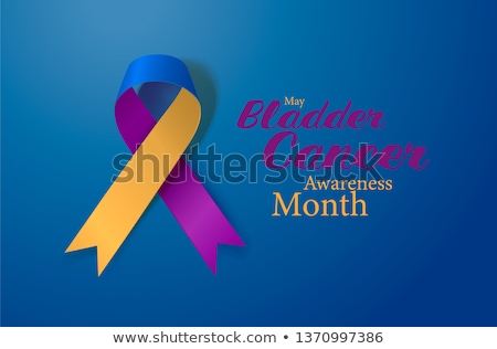 Stok fotoğraf: Bladder Cancer Awareness Month Realistic Marigold Blue Purple Ribbon Symbol Medical Design Vector