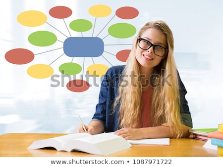Foto stock: Colorful Mind Map Over Bright Windows Background