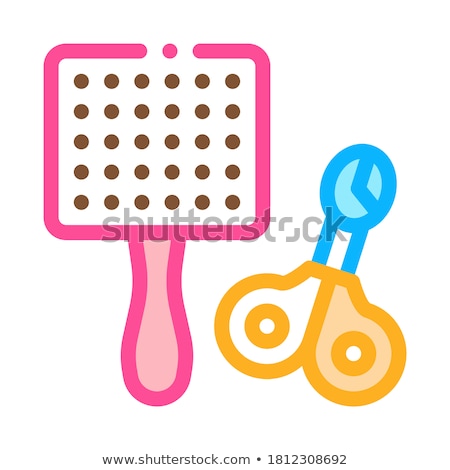 Stockfoto: Pet Comb And Scissors Icon Vector Outline Illustration