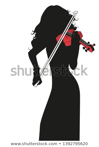 Stock photo: Violinist Girl In Red Dress