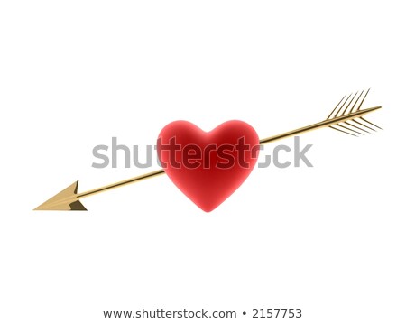 Foto stock: Red Heart With Golden Arrow