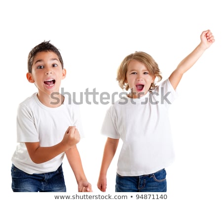 Stockfoto: Children Excited Kid Epression With Winner Gesture