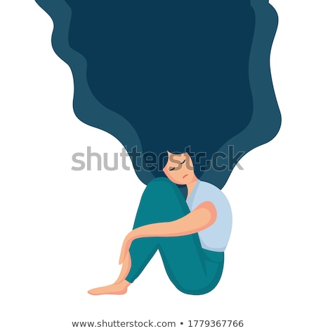 [[stock_photo]]: Depressed Teenage Girl Isolated On White