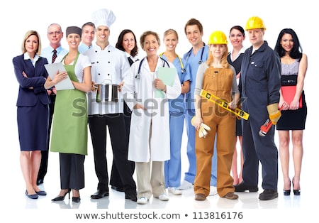 Сток-фото: Man And Woman Laborers On White Background