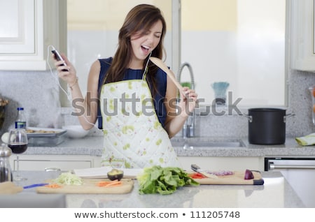 Stok fotoğraf: Beautiful Brunette Woman Singing