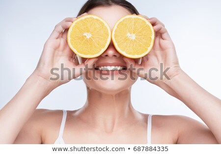 Сток-фото: Close Up Woman With White Teeth And Lemon