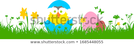 Stock photo: Easter Background With Eggs In Grass