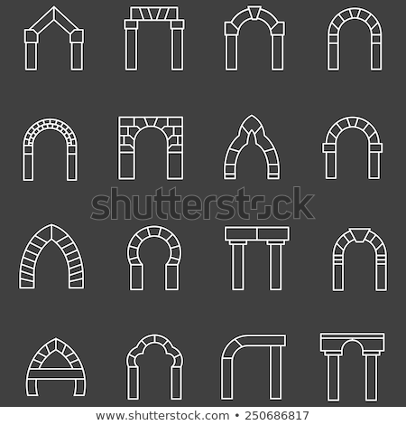 Foto stock: White Flat Line Vector Icons For Archway