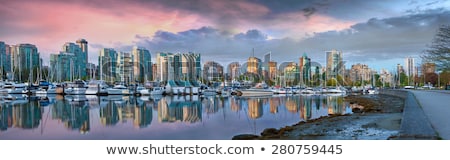 Сток-фото: Vancouver Bc Skyline At Stanley Park During Sunrise Panorama