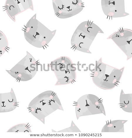 Stock fotó: Hand Drawn Seamless Pattern Cute Kittens