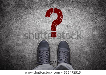 Stock photo: Question Mark On The Road And Sneakers