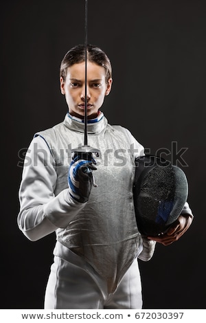 Stok fotoğraf: Girl In Fencing Costume Holding Sword