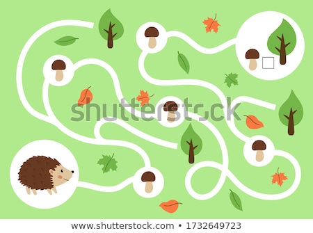 Foto stock: Maze Game Help Hedgehog To Find A Way To Mushrooms With Answer