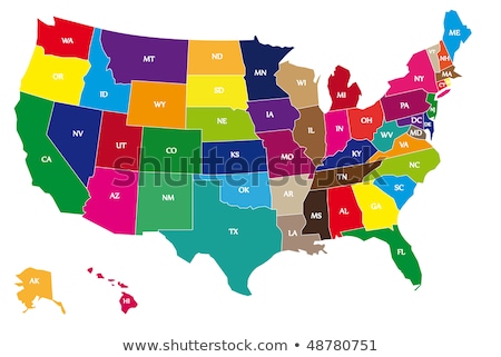 Vector Usa Colors Map With Borders Of States And Shorts Name Of Each States [[stock_photo]] © Hamik