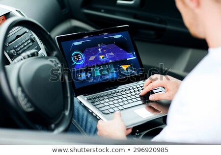 Zdjęcia stock: Driver Using Gps Laptop