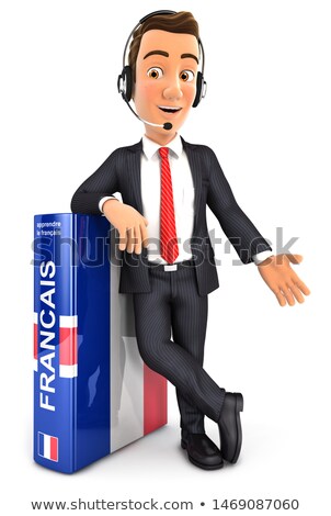 Stock foto: 3d Businessman Learning French