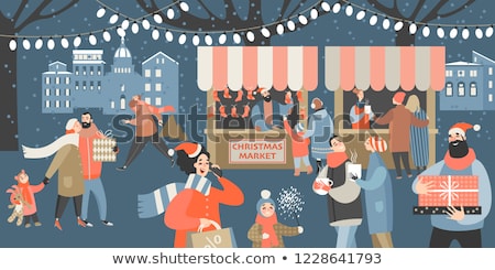 Stock photo: Christmas Card With Gift Boxes And Mulled Wine