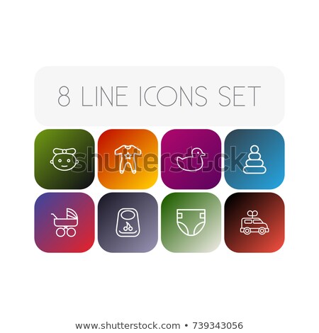 Stock fotó: Diaper For Newborn Onboarding Elements Icons Set Vector