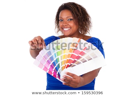 Stock fotó: Young Female Painter Holding Color Chart