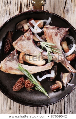Zdjęcia stock: Pan Roasted Lamb Chops And Mushrooms
