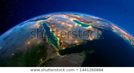 Foto stock: Qatar In Red From Space At Night