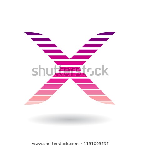 Foto d'archivio: Rounded Striped Magenta Icon For Letter X Vector Illustration