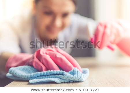 Foto stock: A Maid Cleaning House