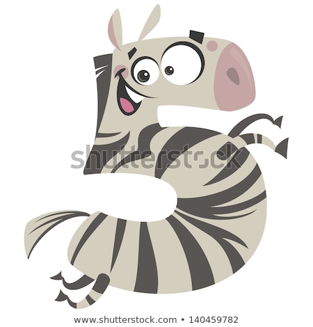 Stock fotó: Number 5 Excited Cartoon Zebra Gallop