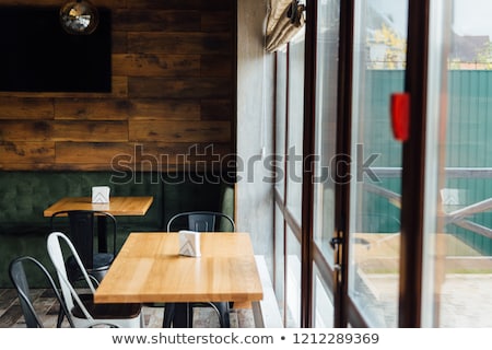 Stockfoto: Modern Pizzeria Interior With Gray Plaster On The Walls