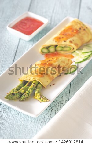 Stockfoto: Coconut Crepes With Grilled Asparagus