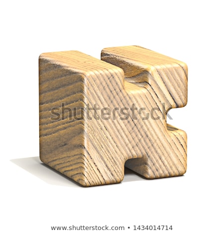 Stockfoto: Solid Wooden Cube Font Letter K 3d