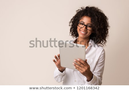 Stockfoto: Beautiful Confident Businesswoman With Tablet Pc