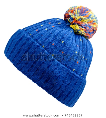 Foto d'archivio: Blue Wool Hat Isolated On White Background