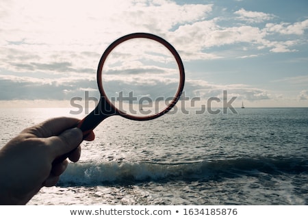 Stockfoto: Blue Summer Seascape With Distant Yacht Out Of Focus