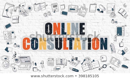 Stock fotó: Online Consultation In Multicolor Doodle Design