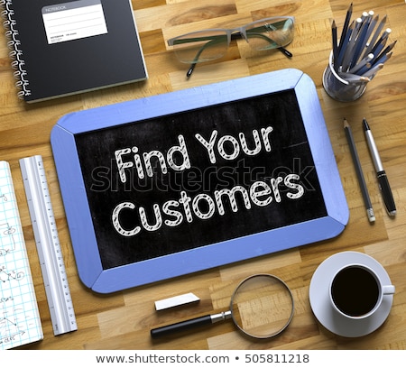 Stockfoto: Find Your Customers On Small Chalkboard 3d