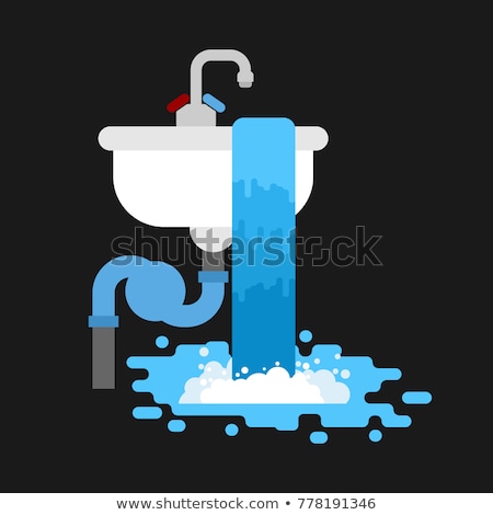 Washbasin Clogged With Water Leaking Out Sink Isolated Vector Сток-фото © MaryValery