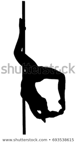 Stock foto: Beautiful Pole Dancer Girl Silhouette