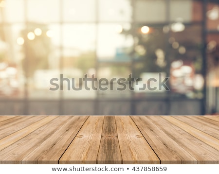 [[stock_photo]]: Wooden Board Empty Table Top And Blur Interior Over Blur In Coff