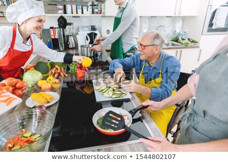 Stock fotó: Class In Training Kitchen Learning Cooking With Nutritionist Chef