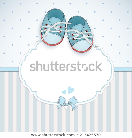 Foto stock: Baby Boy Announcement Card With Baby