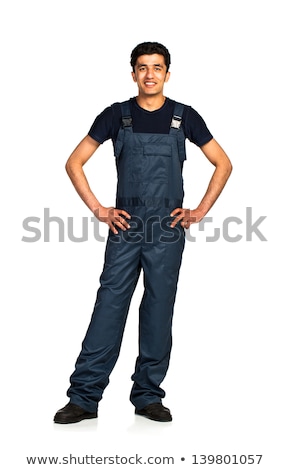 Сток-фото: Repairman Arab Nationality In The Construction Overalls On A Whi